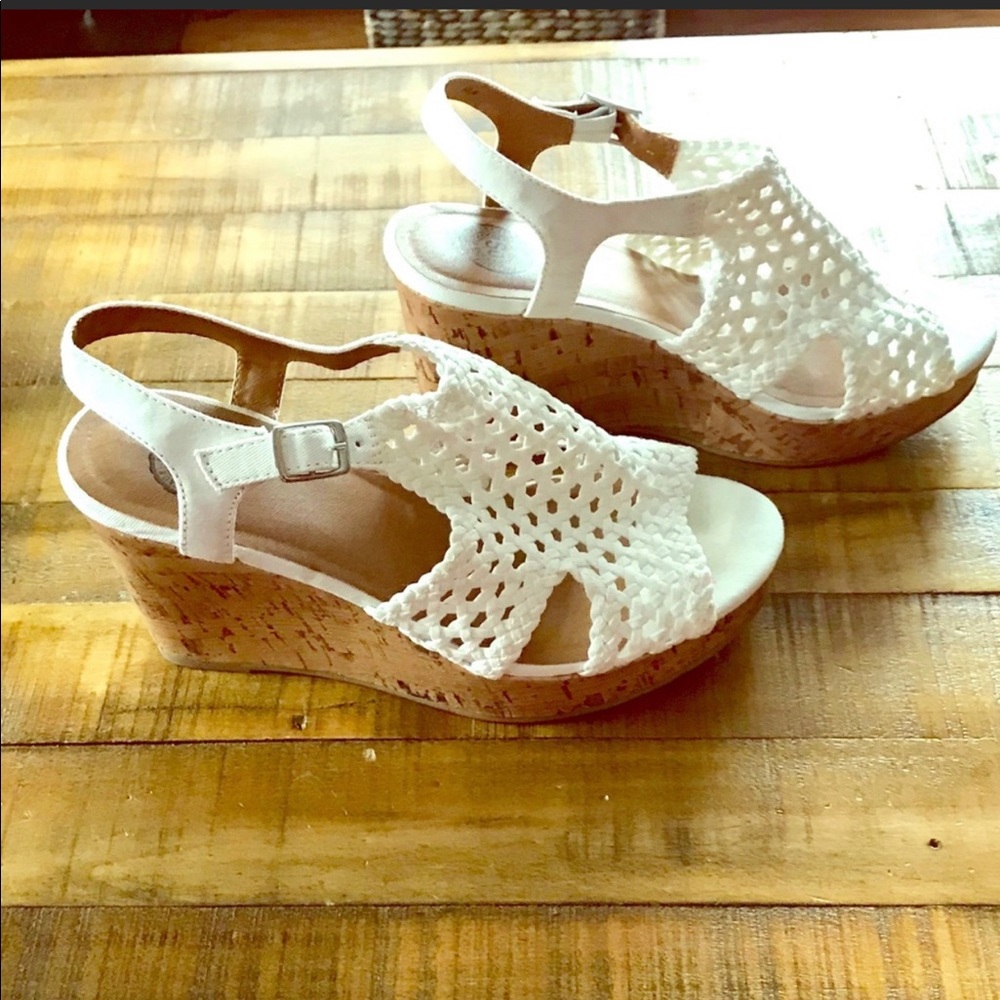 White Crotchet Wedges Sz 9.5